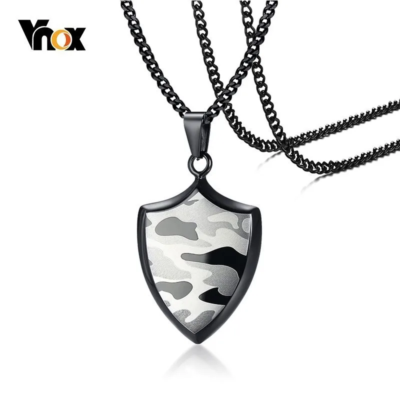 

Vnox Unique Camouflage Shield Pendant Necklaces for Men with 24 inch Chain Team Battle Accessories