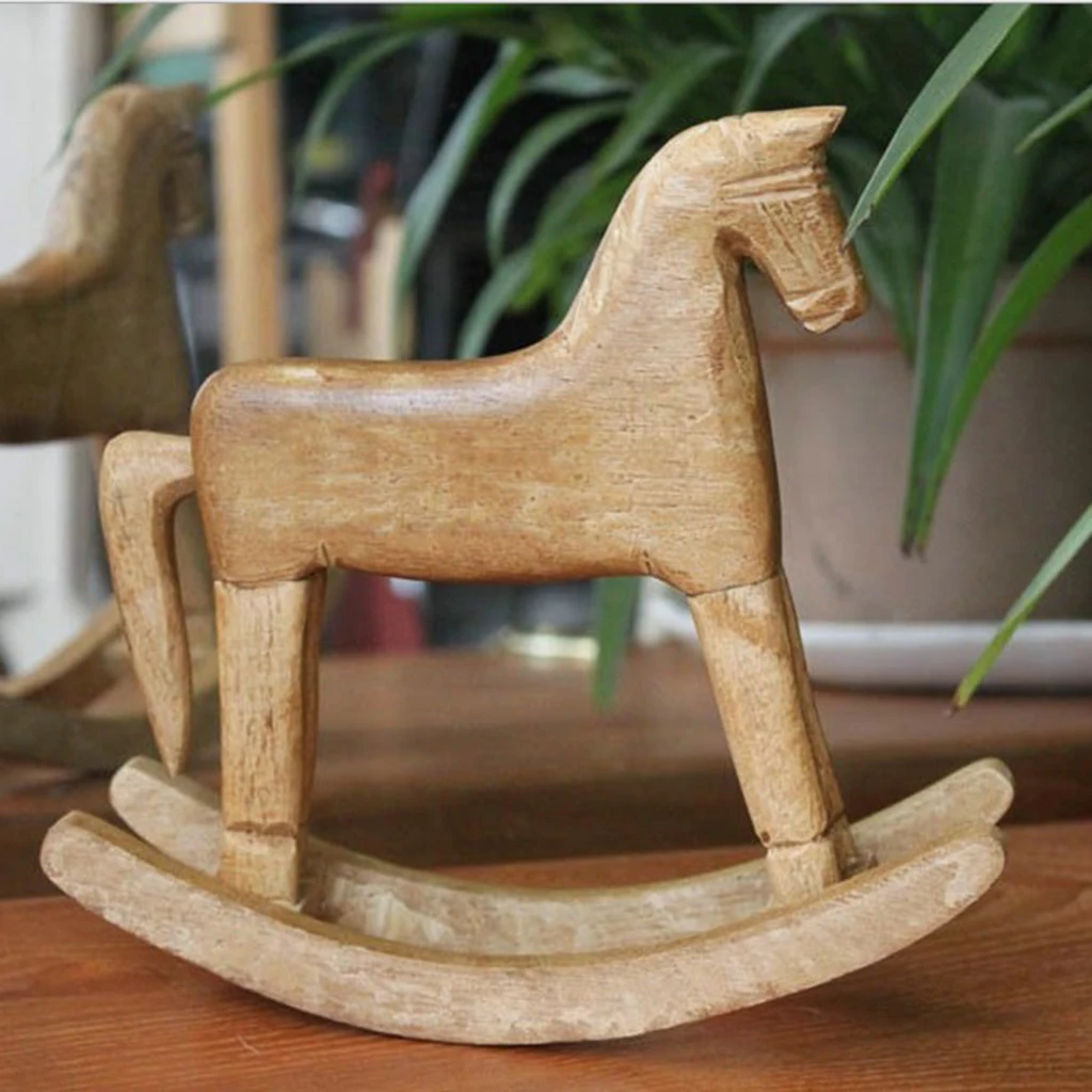 

MagiDeal Nordic Wooden Crafts Rocking Horse Desk Decor Balance Art Figurines