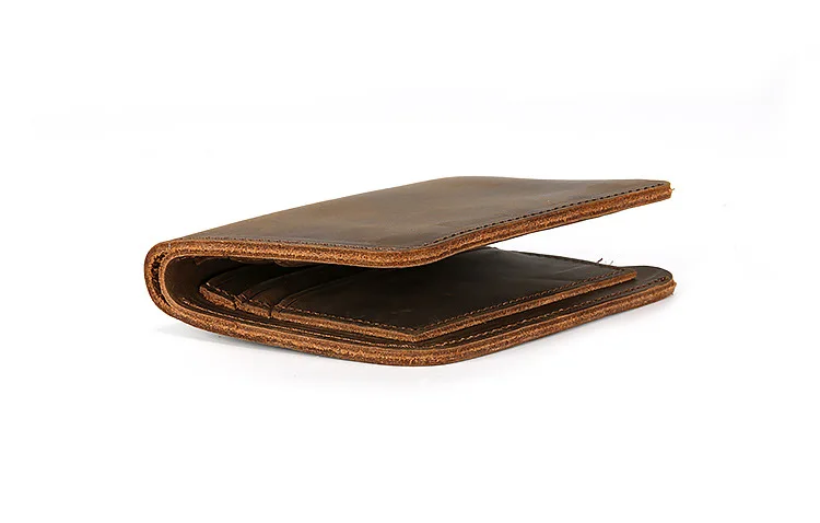 Men Genuine Leather Wallet Vintage Crazy Horse Leather Male Wallets Purse Famous Brand 6 Credit Card Slot Carteira Masculina 5