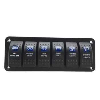 

Waterproof 6 Gang 2LED Light Rocker Switch Panel Circuit Breaker 12V boat marine