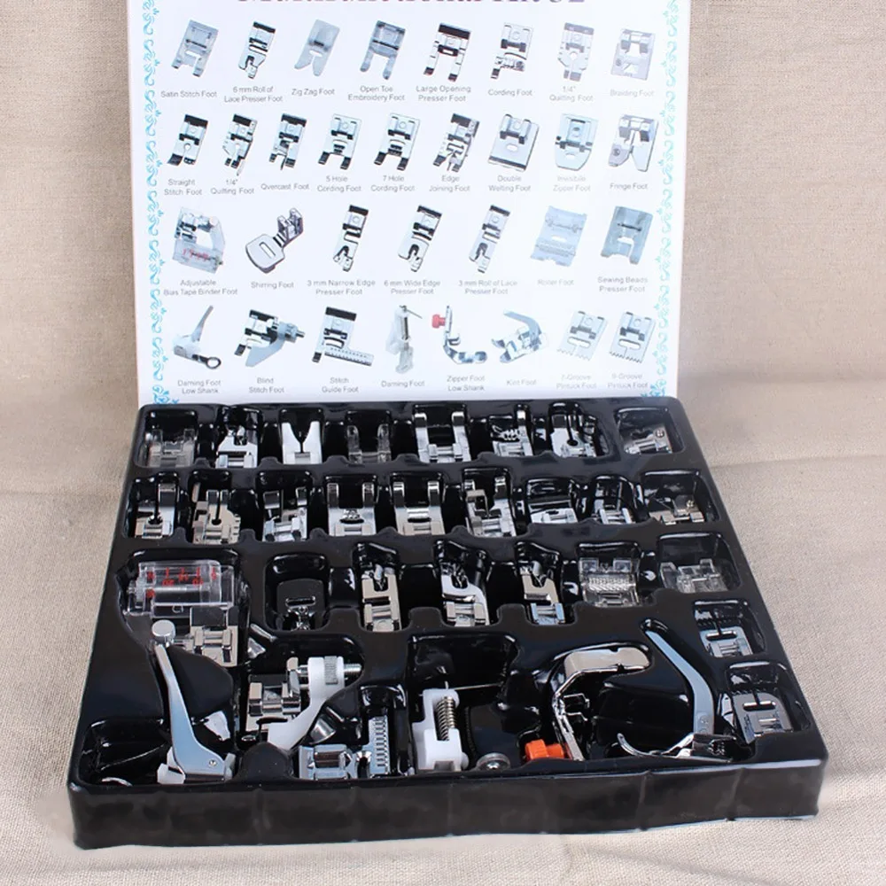 

Best Price 32pcs Domestic Sewing Machine Presser Foot Feet Kit Set With Box For Brother Singer Janom