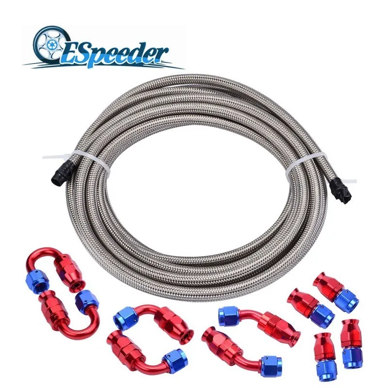 ESPEEDER 5 м плетеный шланг и 0/45/90/180 градусов многоразовый PTFE фитинг поворотный Конец