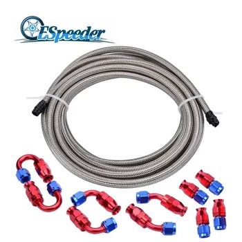 

ESPEEDER 5M Braided Hose Line And 0/45/90/180Degree Reusable PTFE Fitting Swivel PTFE Hose End AN10