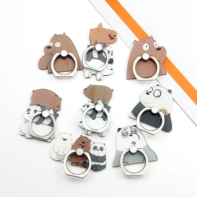 

5PCS/Lot Wholesale Universal Finger Ring Mobile Phone Holders Stands We Bare Bears Cartoon For iPhone Samsung Xiaomi Huawei