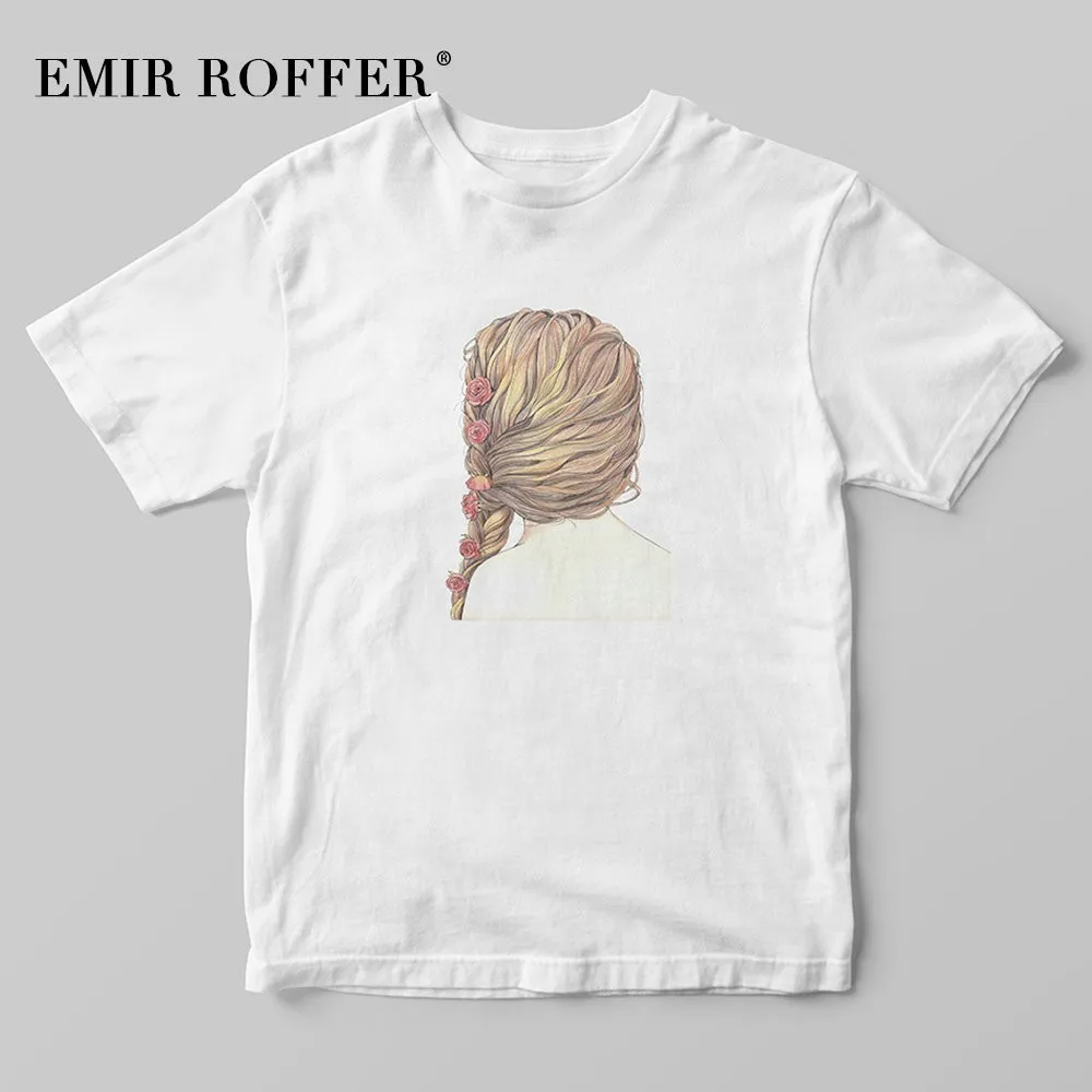 

EMIR ROFFER Ulzzang Korean T Shirt Women Graphic Tees Cute Kawaii Shirt Fashion Harajuku 90s Print Cotton Tshirts Tops