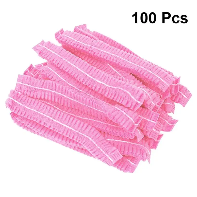 

100pcs Disposable Hair Cap Non-woven Dust Cap Bouffant Cap for Medical Service Food Baking Makeup