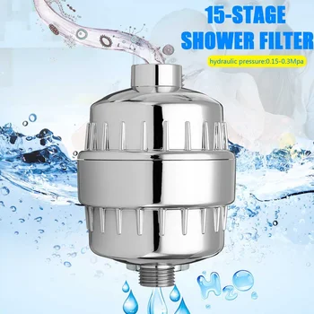 

15 Bath Water Purifier Bathroom Shower Filter 1/2'' Universal Water Treatment Health Softener Chlorine Removal High Output