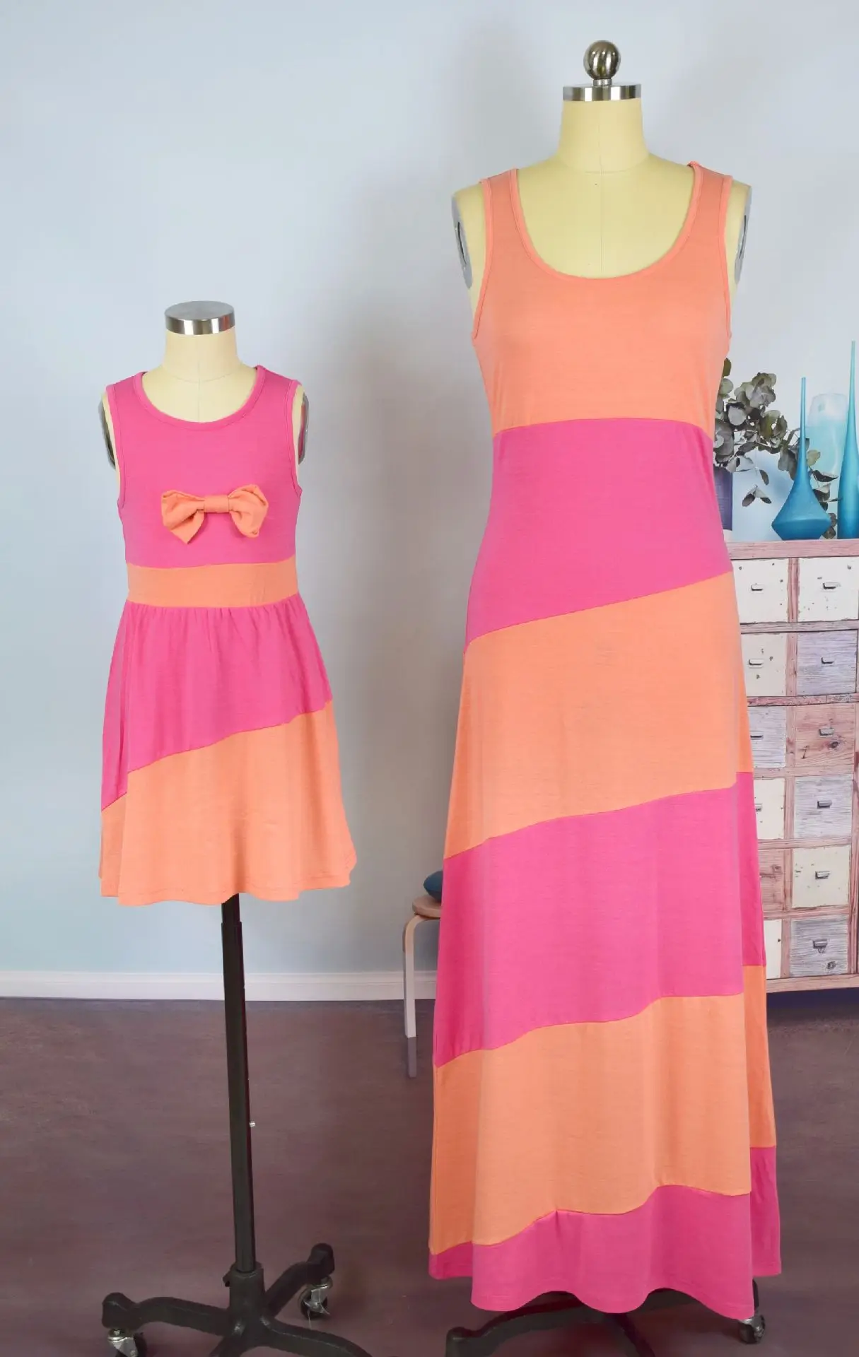 ZOGAA 2019 solid mother daughter dresses patchwork family matching clothes sleeveless moeder dochter kleding