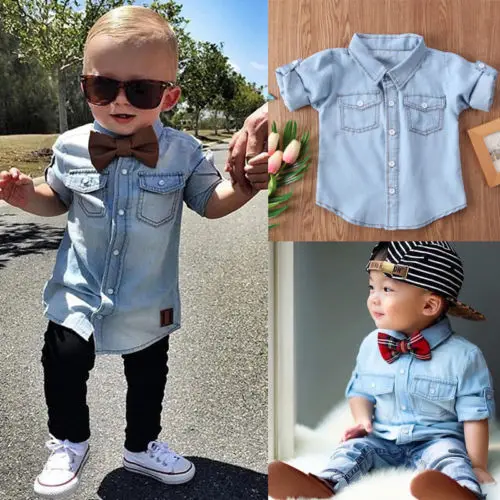

Fashion Cute Toddler Kids Baby Infant Boys Girls Denim Coat T-shirt Tops Clothes