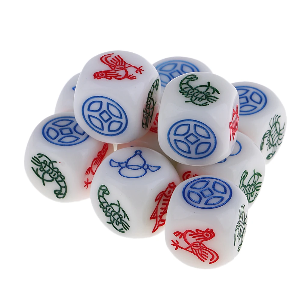 

10Pcs High Quality Acrylic 6 Sided D6 Dice Animals & Coin Die Cubes Toy for Kids Children