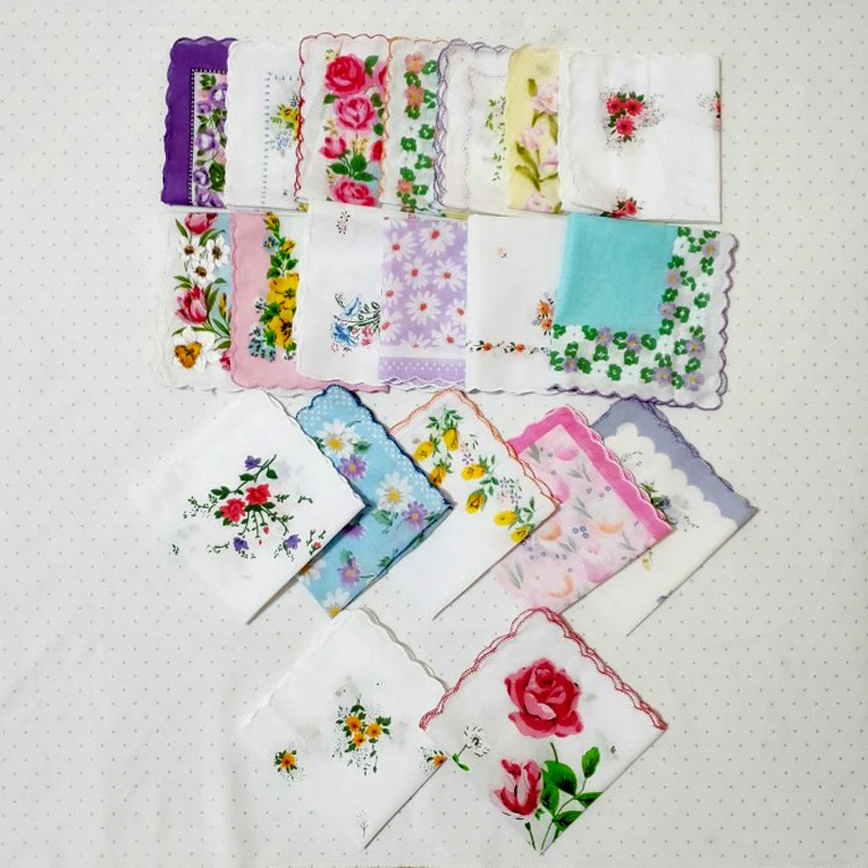 

20PCs Floral Printed Cotton Colorful Small Handkerchief 20*20cm Women Flower Handkerchiefs Napkin Ladies Hanky Gifts Vintage