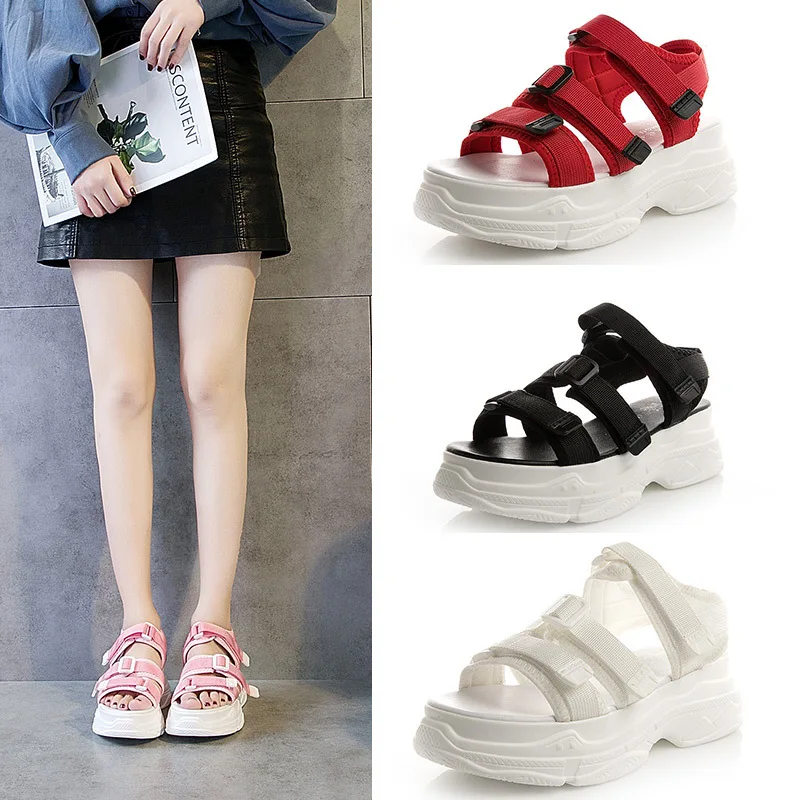 

2019 Women's Shoes Sandals Woman With Thick Muffin Student Shoes