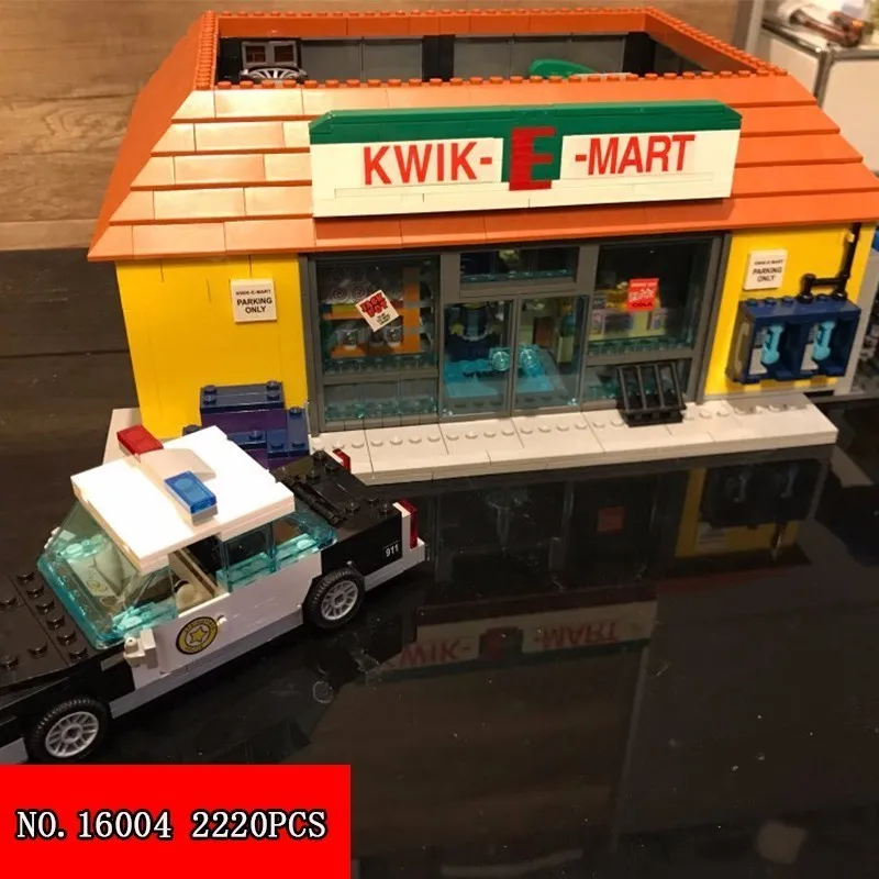 

Simpson Supermarket The Kwik-e-mart Assembling Spelling Insert Alpinia 16004 Plastic Building Blocks Children Toys 2220pcs