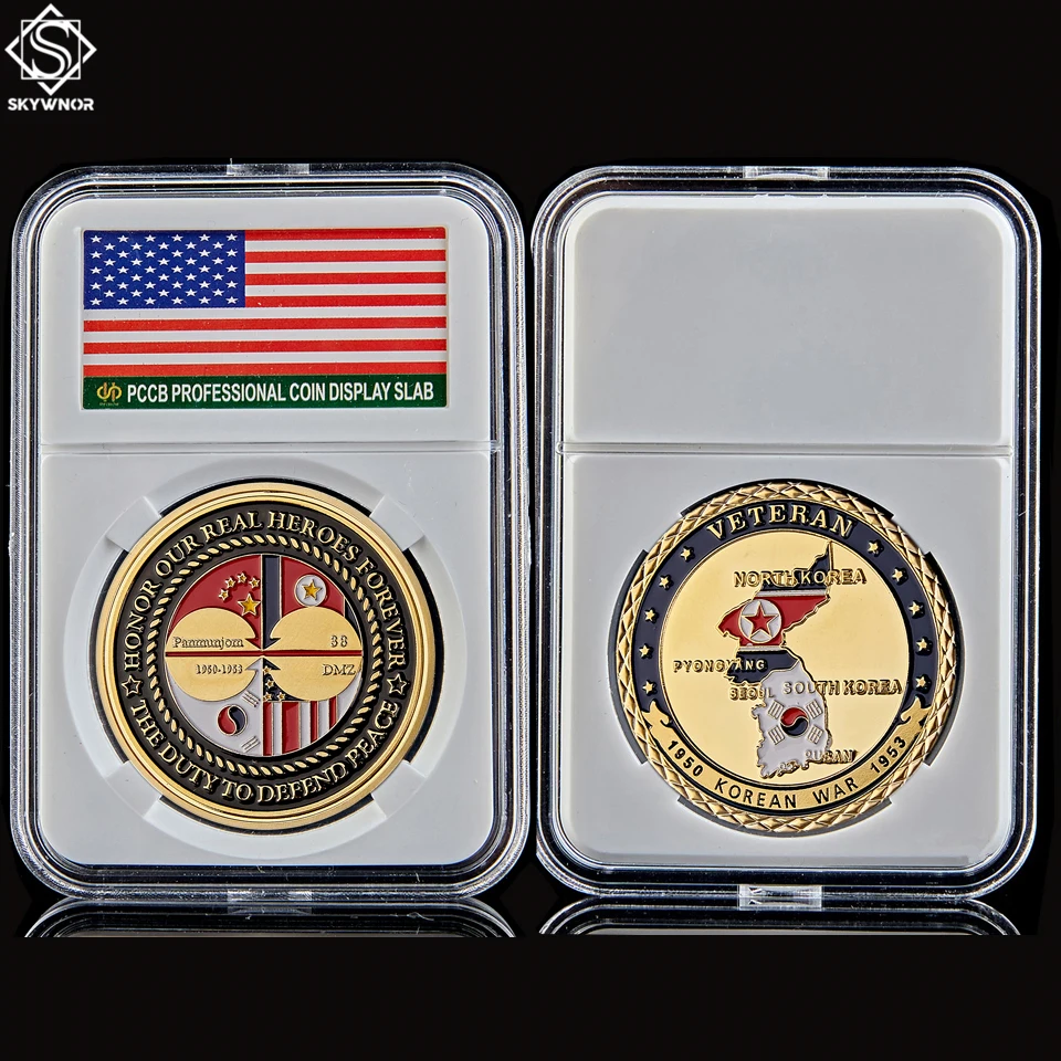 

1950-1953 Korean War veteran Honor Our Real Gold Challenge Coin W/ Acrylic Capsule Holder