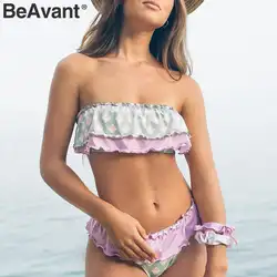 BeAvant Винтаж Раффлед Женщины Купальник бандо с цветочным принтом прекрасный push up женские комбинезоны летняя пляжная одежда женские пляжные