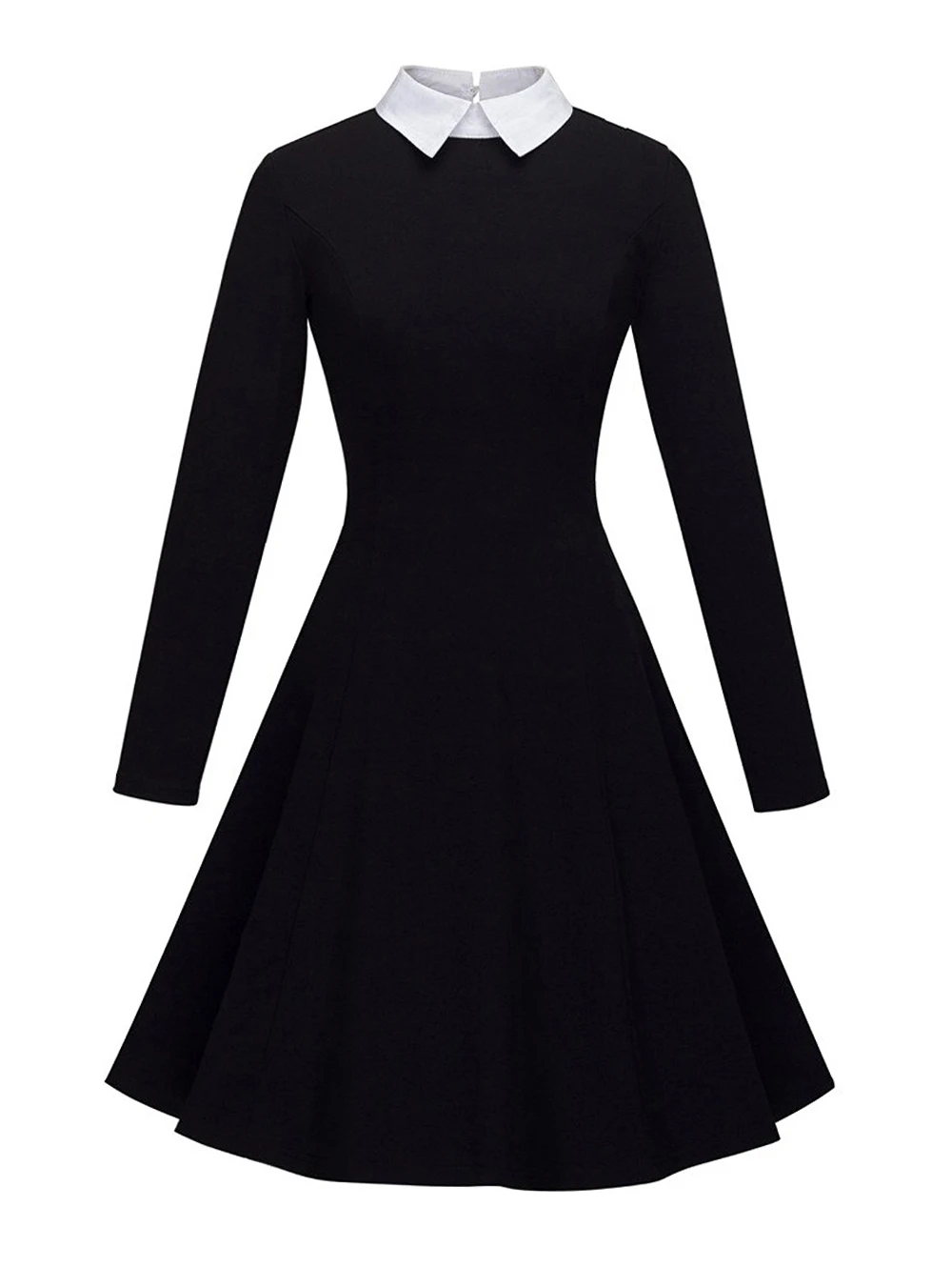 

Joineles Elegant Style Stand Collar Long Sleeves Office Dress Vintage Retro Dress Vestidos De Festa 60s Swing Black Robe Dresses