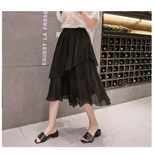 Saia Распродажа Новая длинная юбка в стиле "Лолита" Для женщин юбка фасона "Русалка" с оборками и высокой талией из однотонного шифона сезон: весна–лето Повседневное