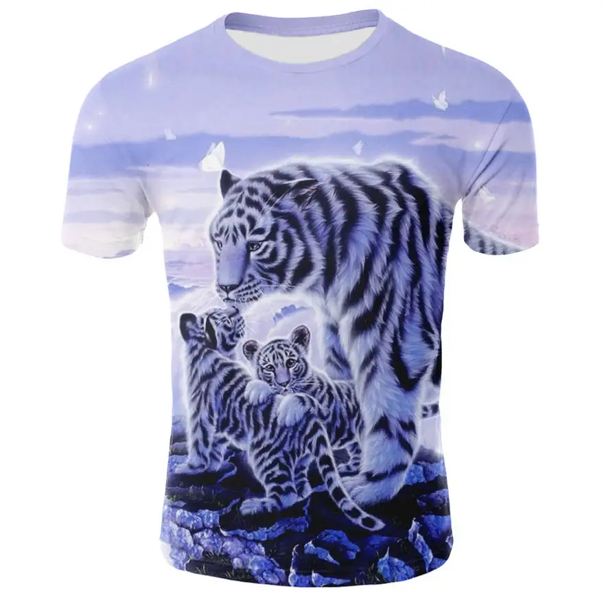Tiger T shirt Animal 3d T-shirt Punk Print Shirts Gothic Plus Size Mens Clothing Funny Tshirt Men Short Sleeve Big Slim