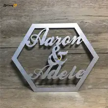 Персонализированные пользовательские имя деревенский свадебное оформление шестиугольная деревянная висящие знаки Винтаж Свадебные украшения Дерево Photo Booth Реквизит