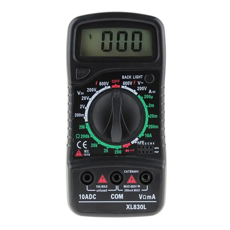 

XL830L Digital Multimeter Draagbare Multimeter AC/DC Voltage Meter DC Amperemeter Weerstand Tester Blauwe Achtergrondverlichting