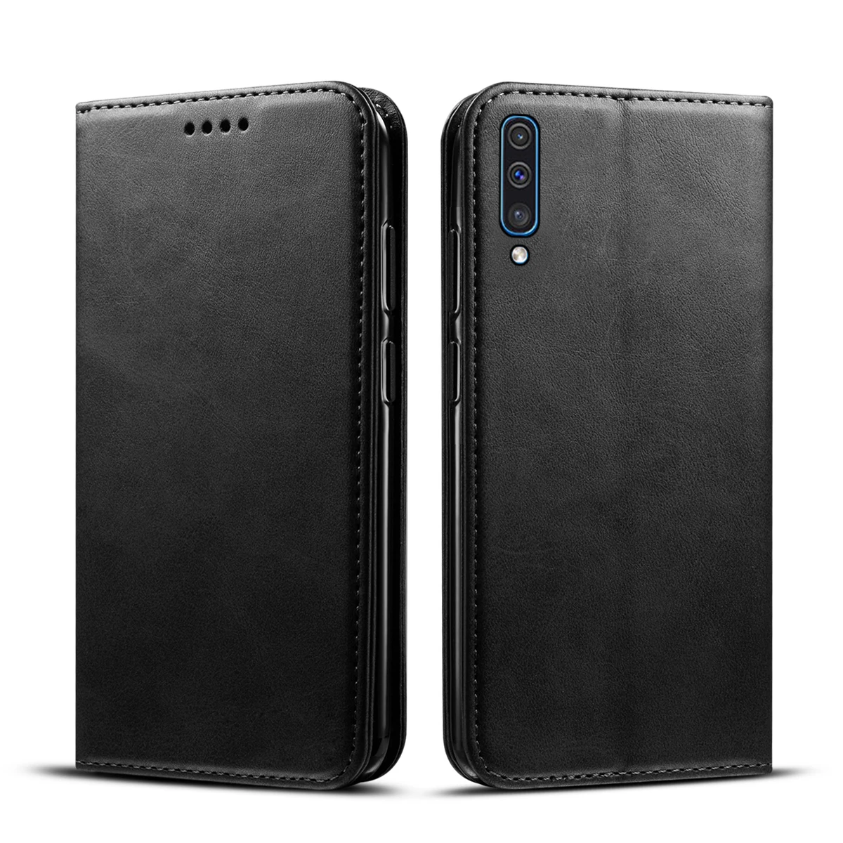 

Leather Case for Samsung Galaxy A50 A40 A30 A20 A10 Calf Grain PU Wallet Flip Kickstand Armor Protective Cover with Card Holders