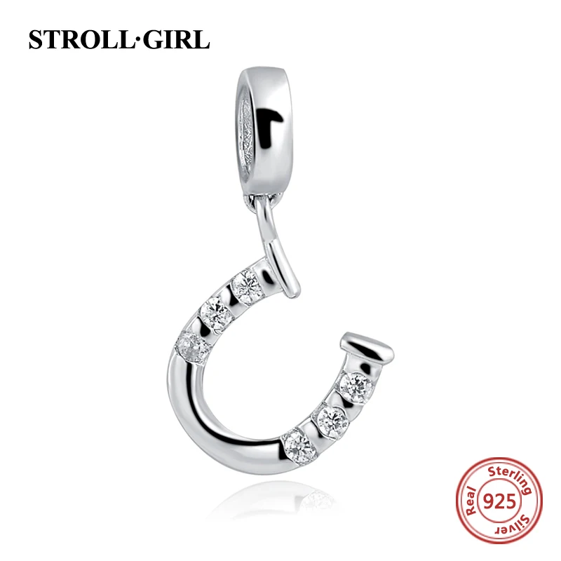 

SG 100% 925 Sterling silver Letter U Charm CZ Beads Fit Original Pandora Bracelet Pendants For Women DIY Jewelry
