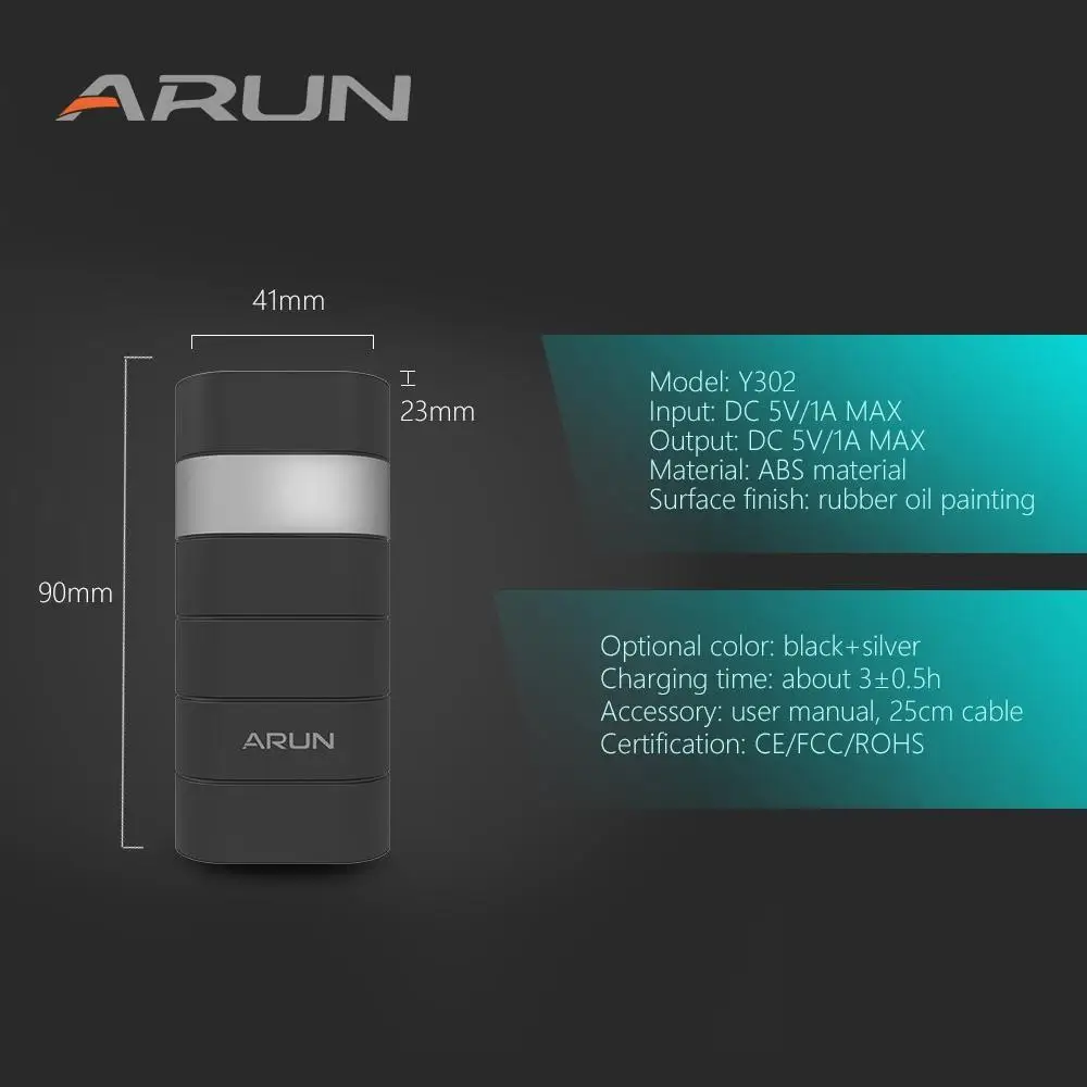 ARUN 5000 мАч Внешний аккумулятор внешний повербанк 1 USB портативное зарядное