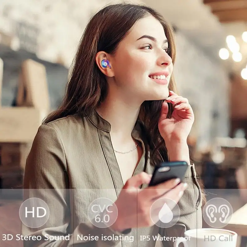 Мини Bluetooth 5 0 наушники порт беспроводные стерео в ухо водонепроницаемые