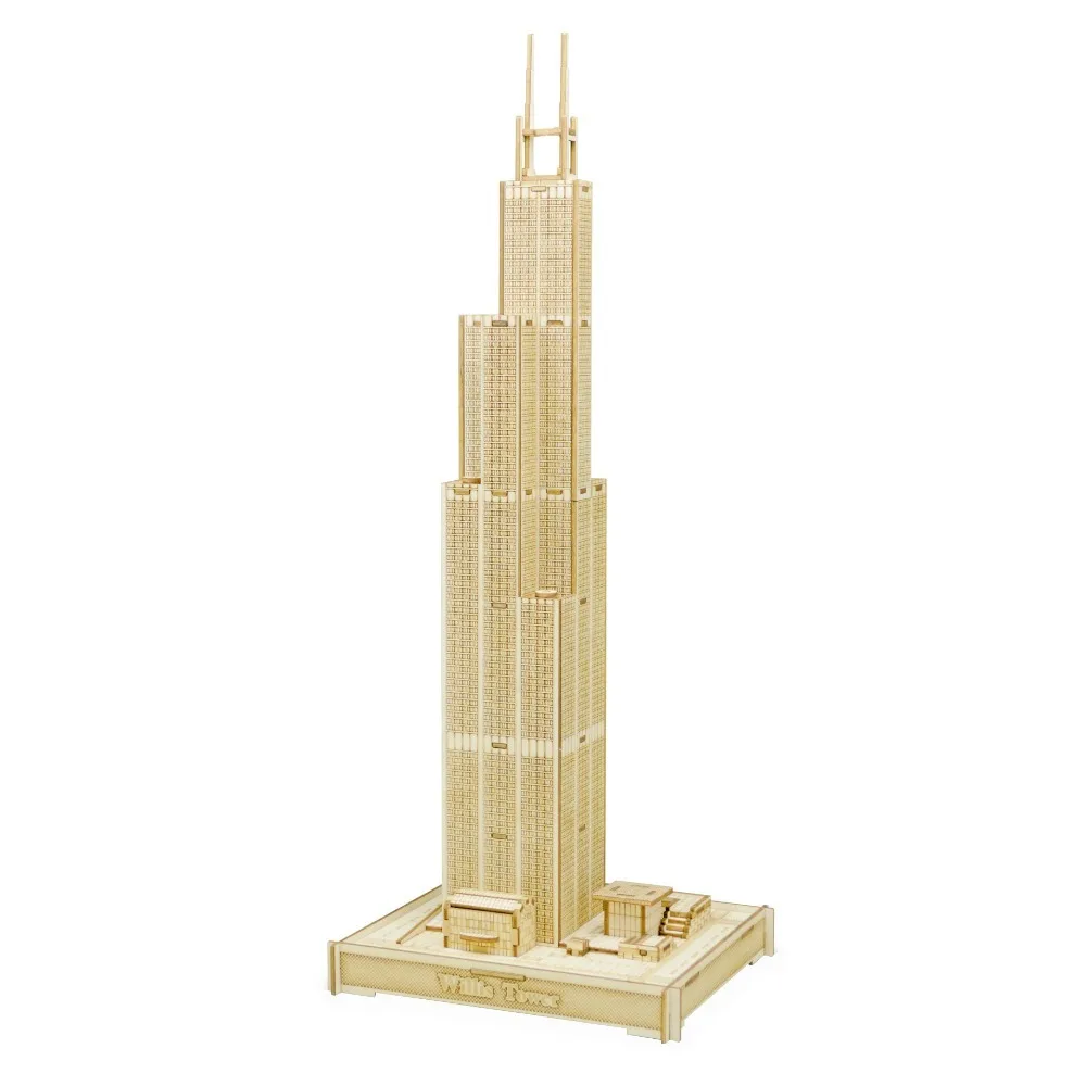 

Nulong Laser Cutting 3D Wooden Puzzle 3D wood Jigsaw Puzzle Woodcraft Assembly Kit -Willis Tower with 84pcs Parts