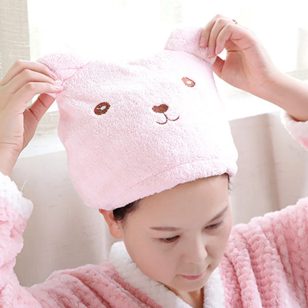 

Cute Bear Shower Cap For Hair Wrapped Towels Microfiber Shower Hats Bath Caps Superfine Quickly Dry Hair Cap Bath Accessories