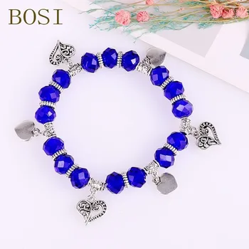 

2019 Crystal Bracelet & Bangle Elastic Heart Boho Acrylic High quality fashion Women Handmade Telescopic Femme Bracelet new