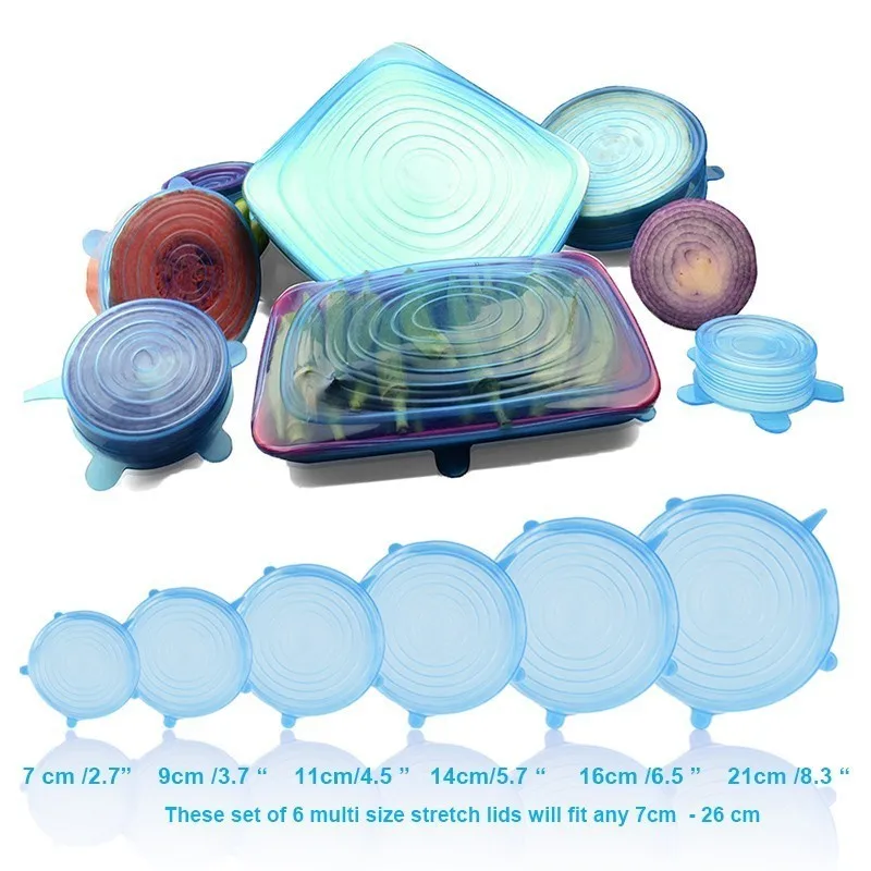 

6pcs/set Silicone Stretch Lids Universal Lid Silicone Food Wrap Bowl Pot Lid Silicone Cover Pan Cooking Kitchen Accessories