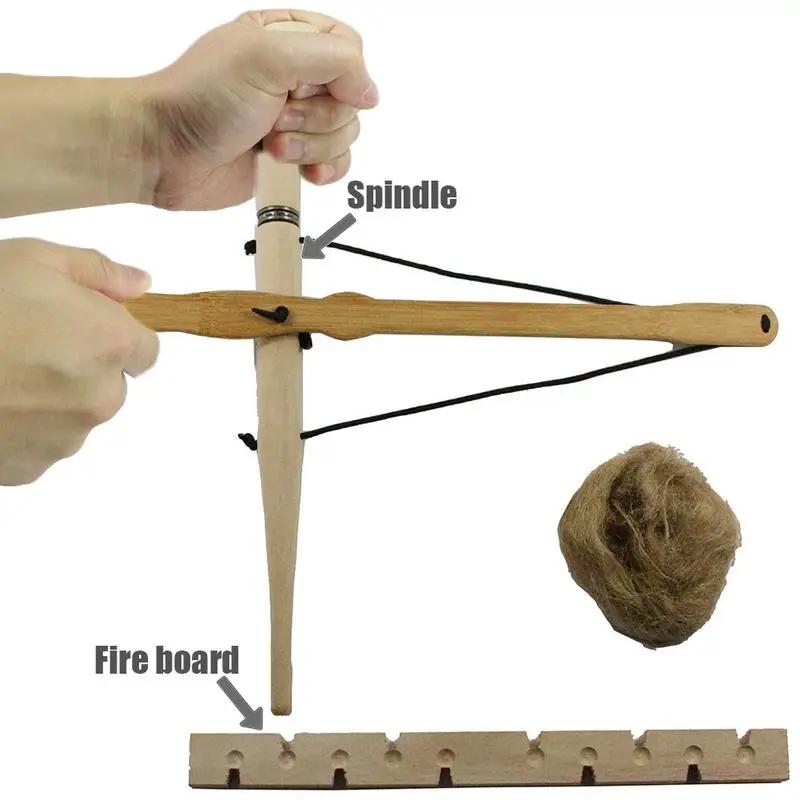 Фрикционный инструмент для пожарного стартера, наборы для активного отдыха на открытом воздухе, Обучающие инструменты для выживания из первобытного дерева