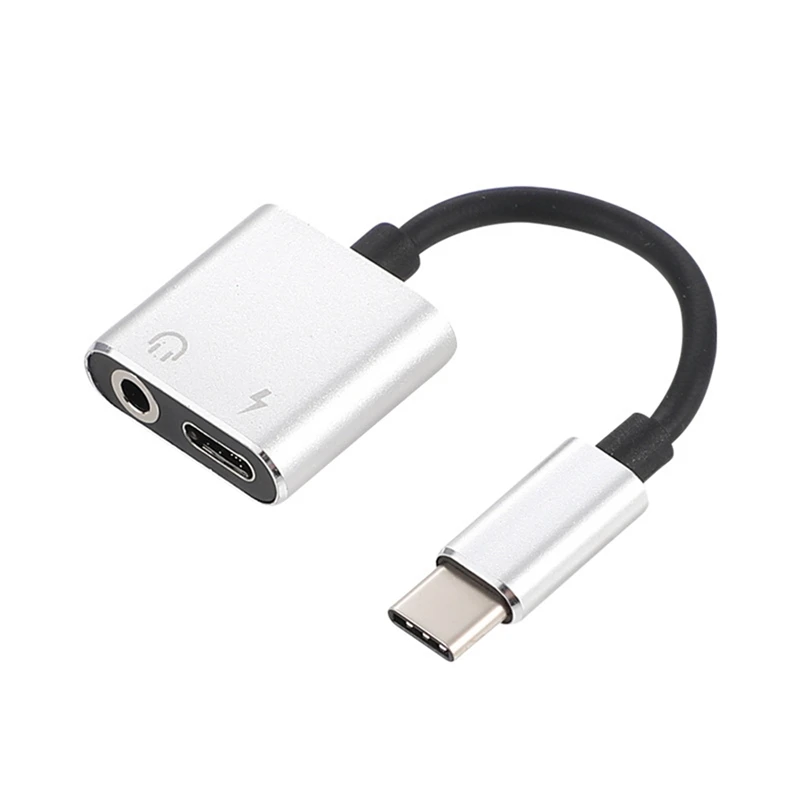 

Type C Adapter Aux Audio Adapter USB Type C to 3.5mm Earphone Jack Adapter For Xiaomi Mi 6 Huawei without 3.5 jack(Silver)