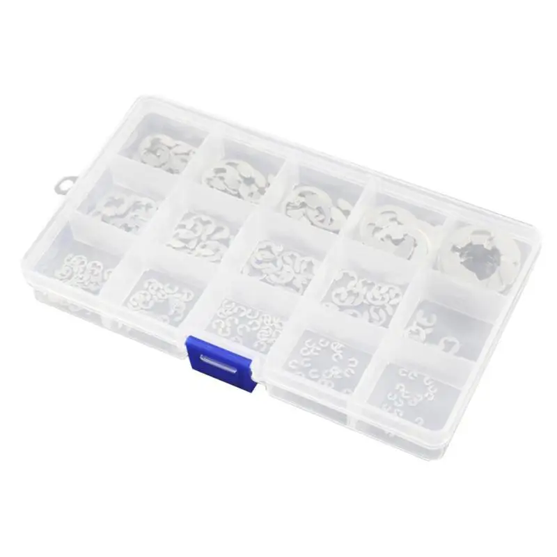 

225pcs Stainless Steel Opening Ring M1.2-M15 E-clip Button Assortment Kit For Shaft Groove Of Machine E#CH
