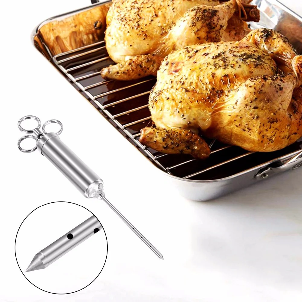2 унций инжектор для мяса шприц для птицы маринад ароматизатор инжектор мяса шприцы для приправ комплект для барбекю Кухонные инструменты с 3 иглами