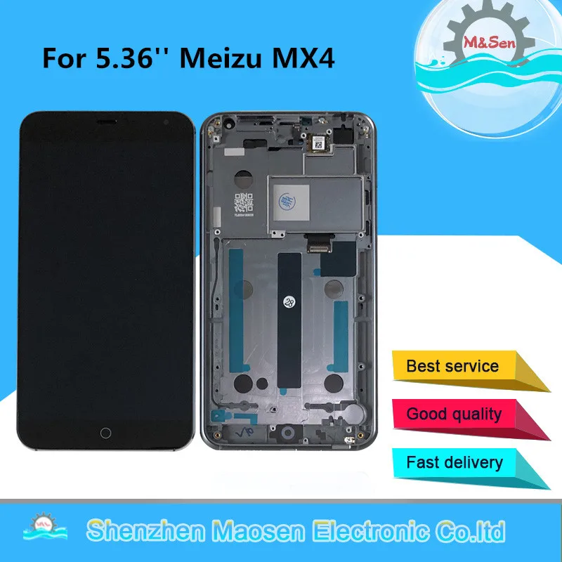 

M&Sen For 5.36'' Meizu MX4 LCD screen display+touch panel digitizer with frame black/ white free shipping