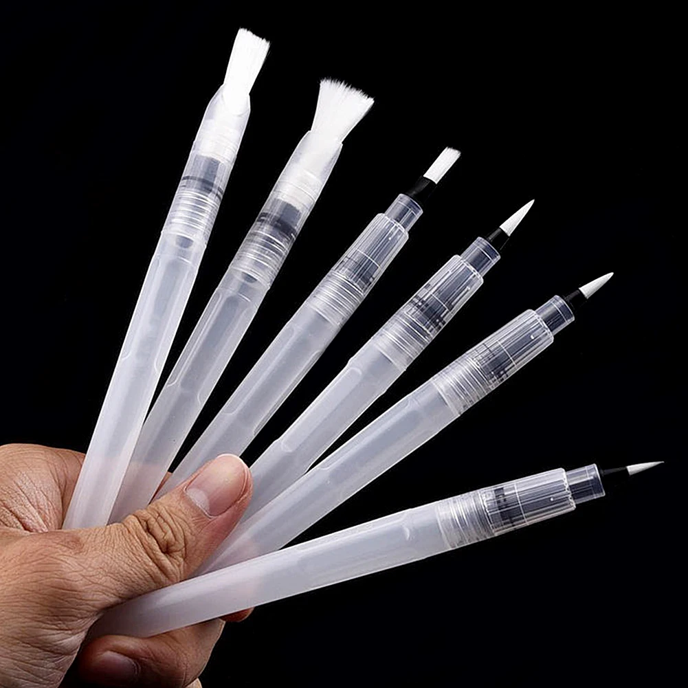 

6 PCS/Lot Refillable Water Brush Ink Pen for Water Color Calligraphy Drawing Painting Illustration Pen Draw Tools Set