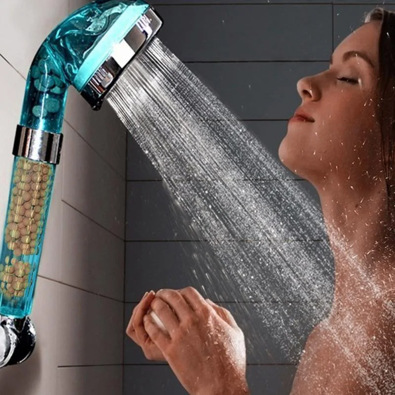 

Blue Shower Head Water Saving Bathroom Anion SPA Filtration Handheld Nozzle Rain Shower Heads Hand Shower