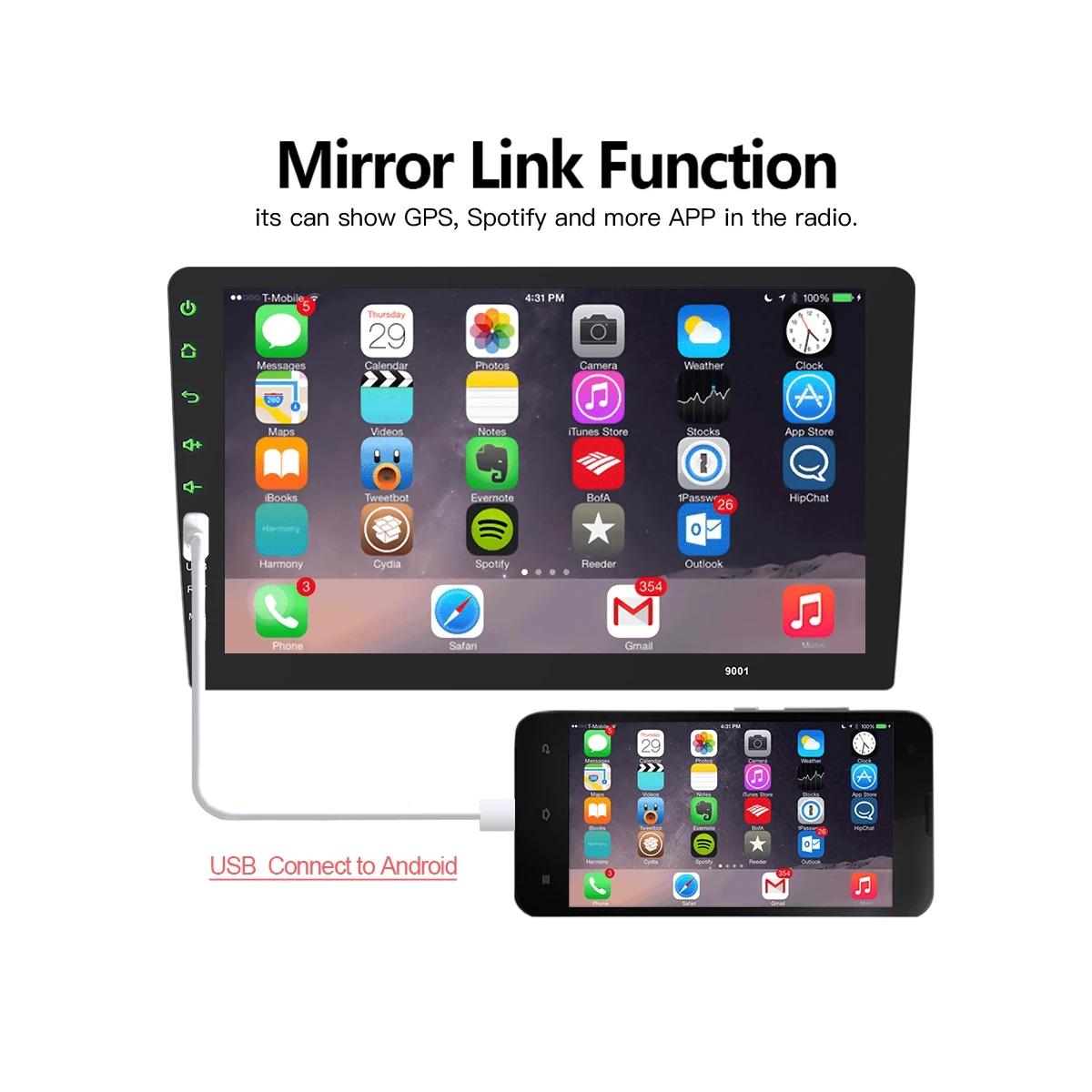 QN8035 12v 1 Pcs 7 inch 2 DIN HD 1080P For Android Mobilephone Car ...