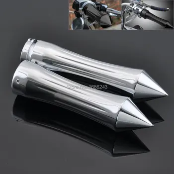 

Pair 1" 25mm Chrome Motorcycle Handlebar Grips Motorbike Hand Grips Aluminum Universal Fits For Harley Sportster Honda New
