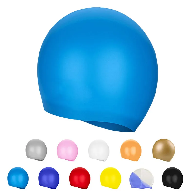 

1pc Swimming Cap Silicone Hats Solid Waterproof Fabric Protect Ears Long Hair Sports Swim Cap For Adult Children Bathing Caps