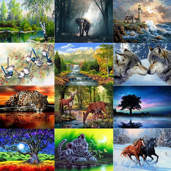 

5D DIY Diamond Painting Scenery Series Full Square Diamond Embroidery Animal Cross Stitch Rhinestones Pictures Mosaic Decoratio