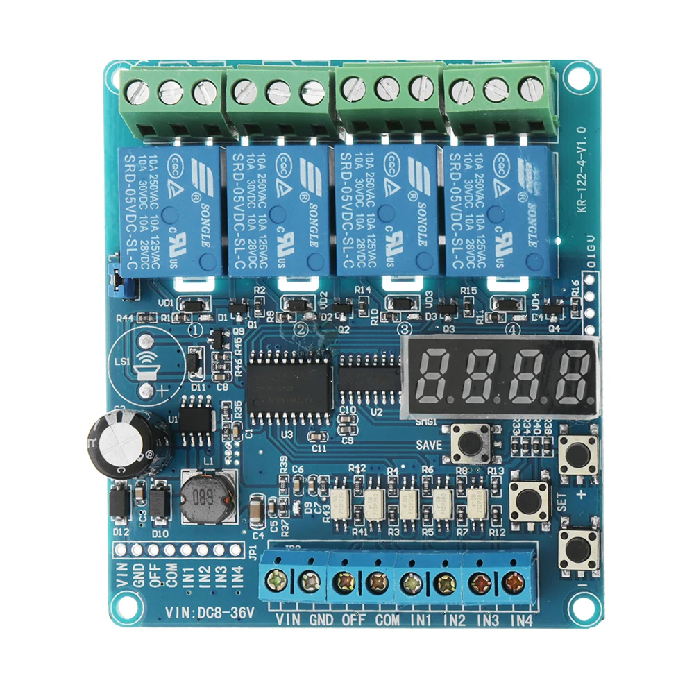 

DC 8V To 36V Industrial Grade 4 Channel Multi-function Relay Module Wide Voltage Supply Module