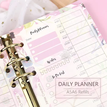 

MyPretties 40 Sheets Floral Daily Planner Refill Papers A5 A6 Filler Papers for 6 Hole Binder Organizer Notebook Papers