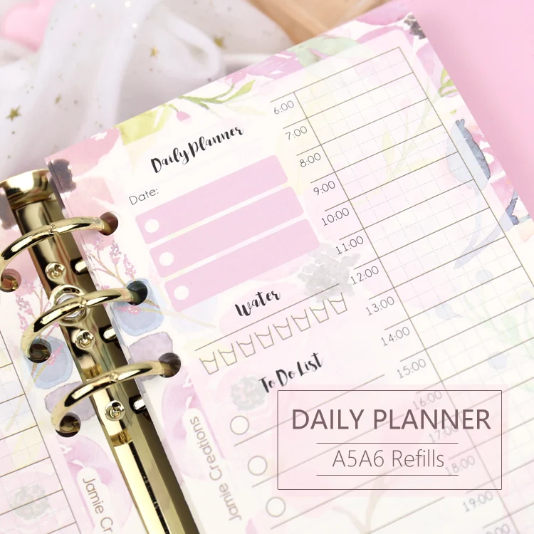 MyPretties Floral Daily Planner Refills A5 A6 Filler Papers for 6 Hole