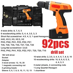 92 шт. 18 в электрическая отвертка Аккумуляторные дрели 3/8 ''драйвер DrillTool аксессуары набор розетка DIY бытовой Электроинструмент с коробкой