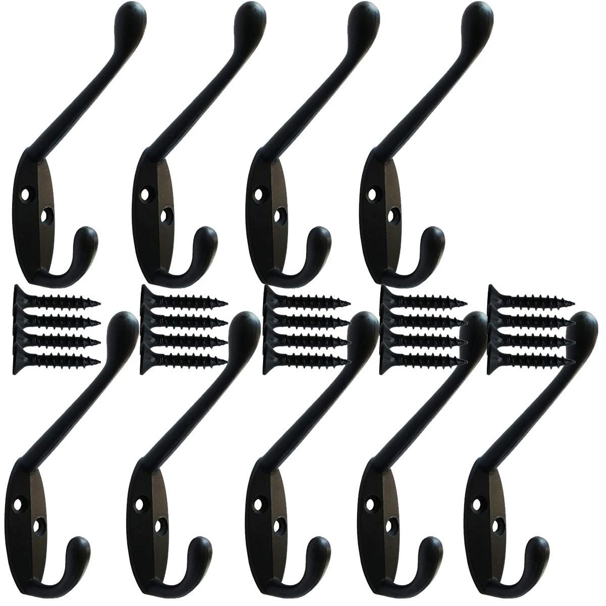 New 9 Pack heavy duty Coat Hooks Wall Mounted for Hat hardware Dual