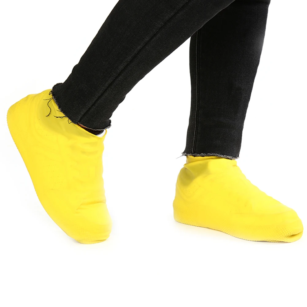 1 Pair Shoes Covers Reusable Latex Waterproof Shoes Covers Slip-resistant Rubber Rain Snow Boots High Quality Shoes Covers Black