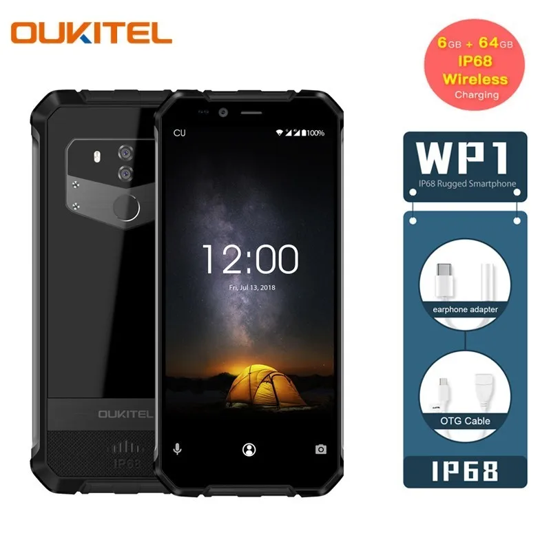 

OUKITEL WP1 4GB 64GB Smartphone IP68 Waterproof 5.5'' 18:9 MTK6763 Octa Core Android 8.1 5000mAh Wireless Charging Mobile Phone